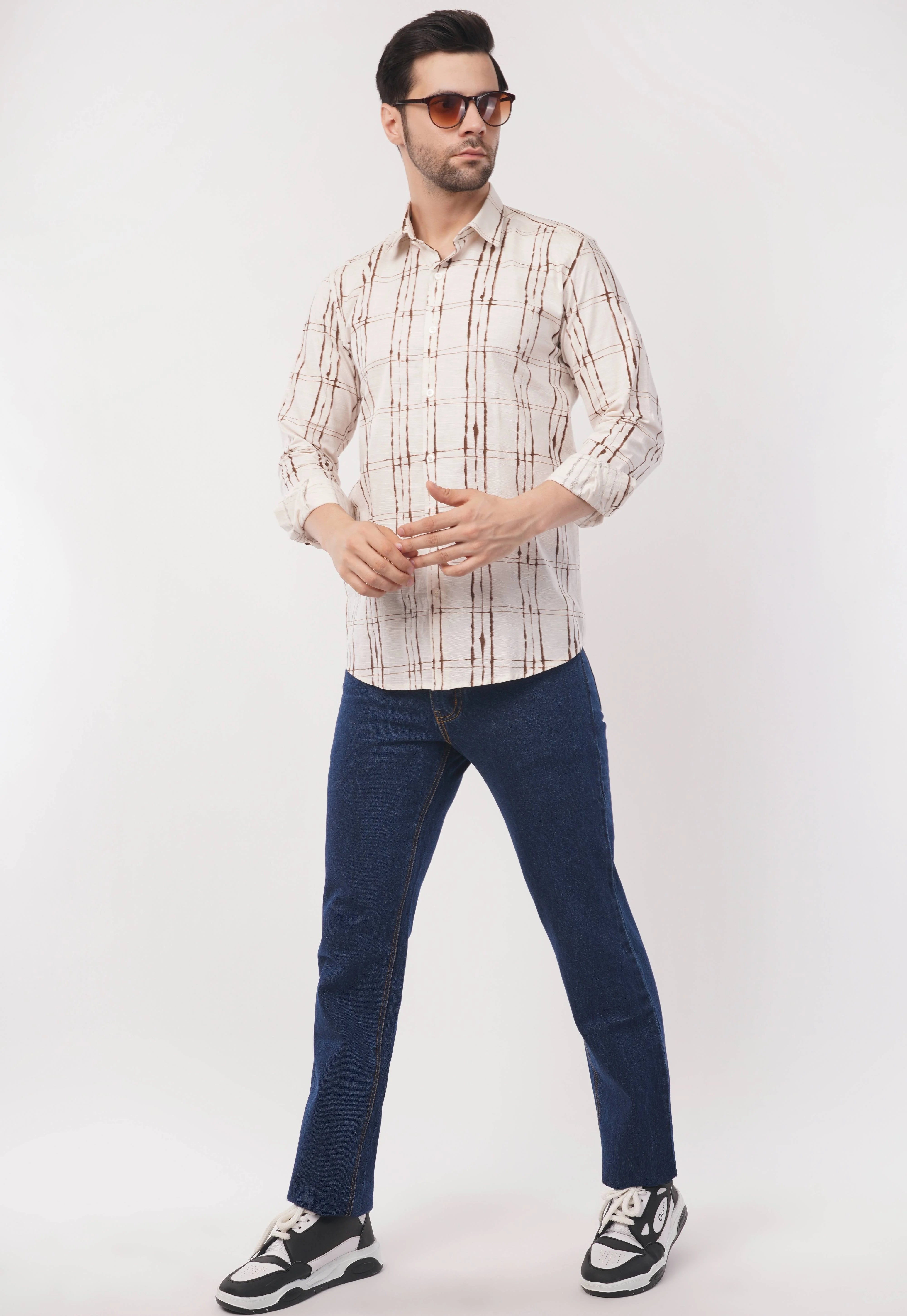 Ivory Linework Full Sleeve Shirt