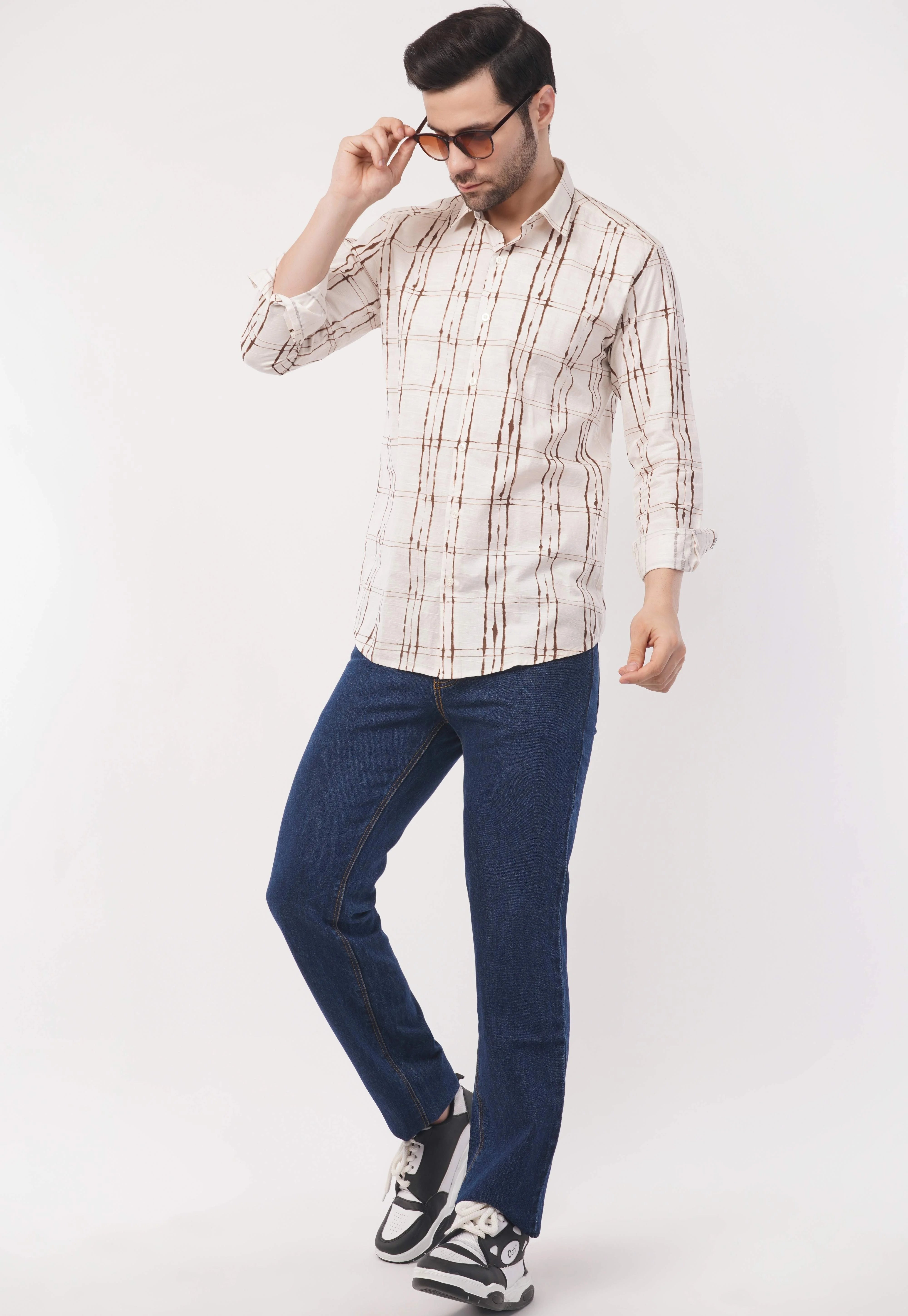 Ivory Linework Full Sleeve Shirt