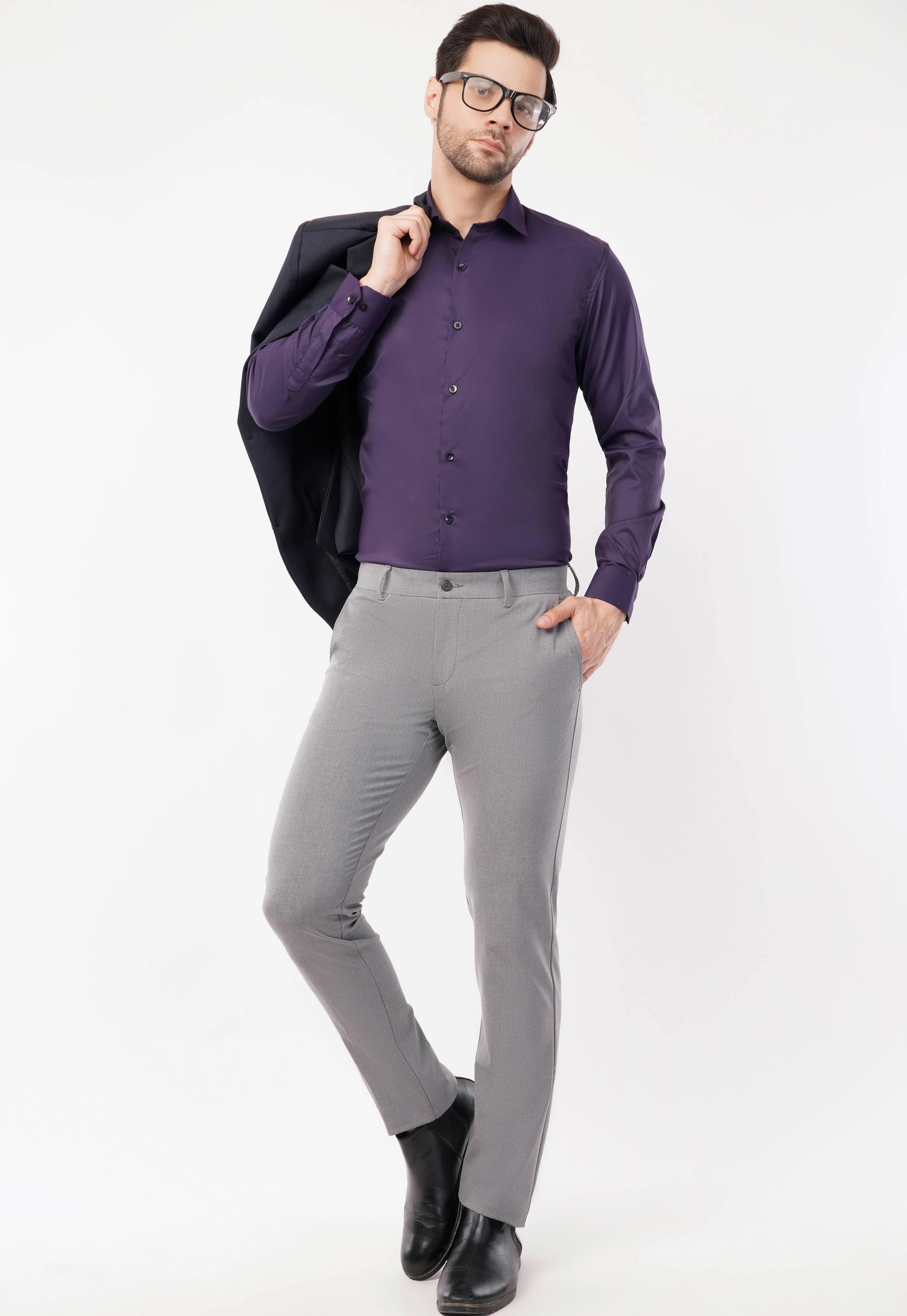 violet Full Sleeve Formal Shirt